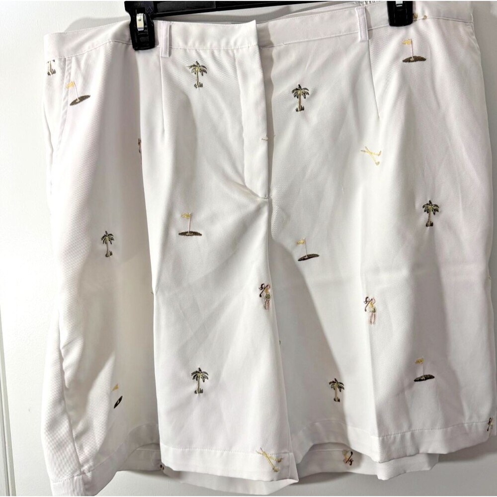 Coral Bay Golf Shorts Women's Plus 3X 22W White Palm Trees Coastal Pickleball